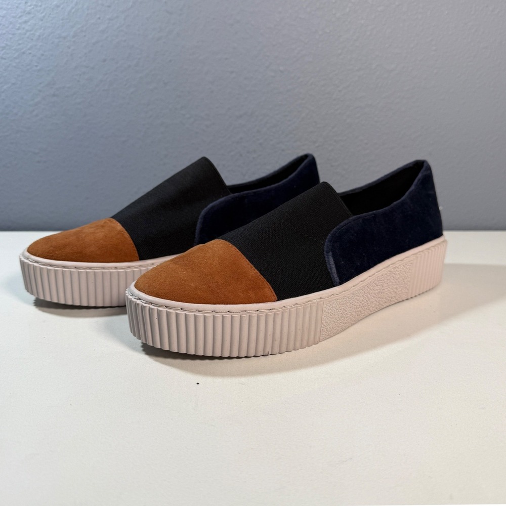 Lori Goldstein Sylvie Platform Sneakers Womens 9.5 Blue Brown Slip On
